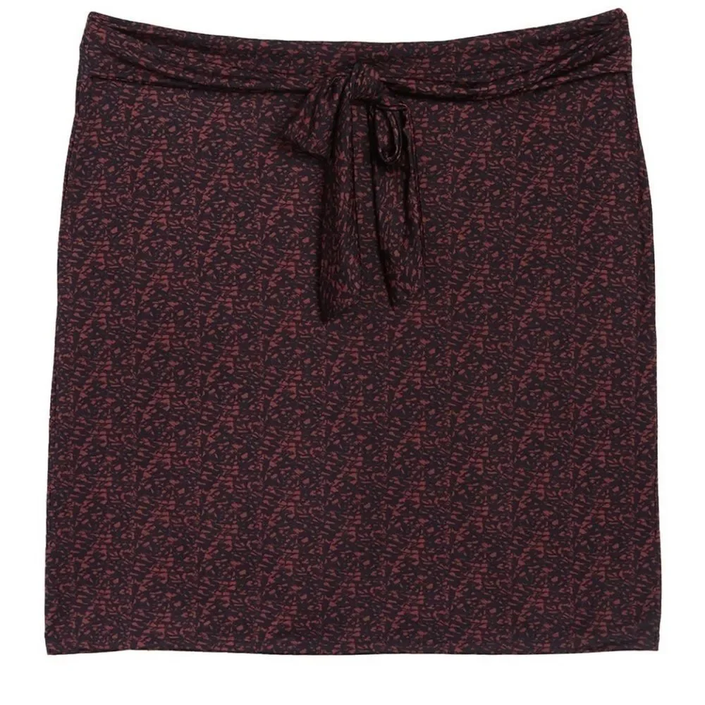 Halogen Abstract Print Tie Front Pencil Skirt In Multi Brown/Black, Size 3X
